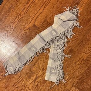 Juicy Couture Plaid Fringe Scarf with Crown Logo